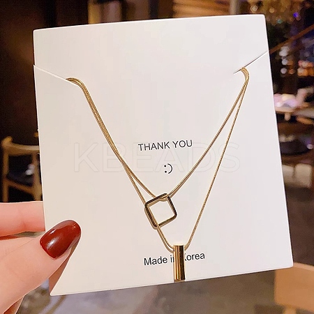 316 Surgical Stainless Steel Double Layer Column & Square Pendant Necklaces LS-NJEW-P324-04G-1