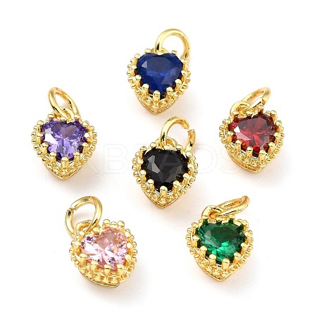 Brass Micro Pave Mixed Color Cubic Zirconia Pendants ZIRC-D120-02G-M-1