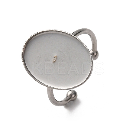 304 Stainless Steel Open Cuff Ring Components STAS-S134-01P-F02-1