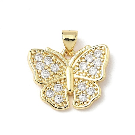 Brass Micro Pave Cubic Zirconia Pendants KK-Q068-09C-G-1