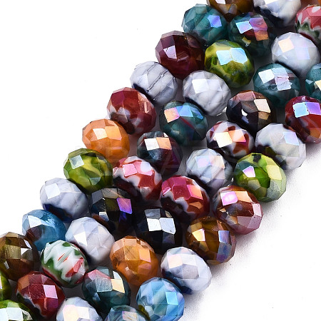 Faceted Handmade Millefiori Glass Beads Strands X-LK-T001-09-1
