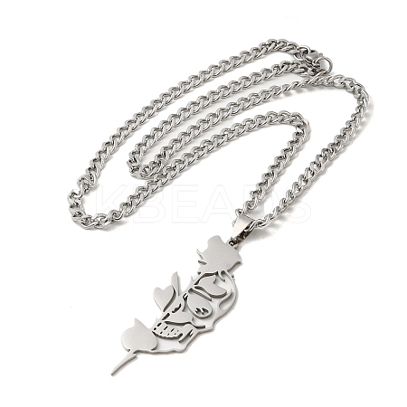 Non-Tarnish 201 Stainless Steel Hollow Pendant Necklaces LS-NJEW-H022-02P-1