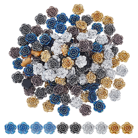  150Pcs 5 Colors Electroplated Resin Cabochons CRES-NB0001-36-1