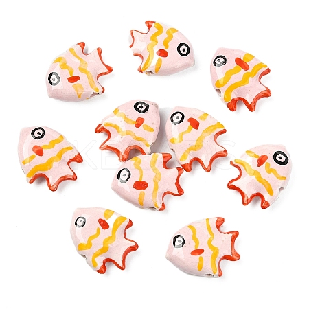 10Pcs Handmade Porcelain Beads PORC-YW0001-24E-1