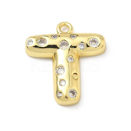 Brass Micro Pave Clear Cubic Zirconia Pendants KK-I476-02G-T-1