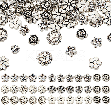 210Pcs 7 Styles Tibetan Style Alloy Beads FIND-AR0004-77-1