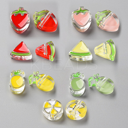 14Pcs 7 Style Transparent Enamel Acrylic Beads TACR-FS0001-18-1