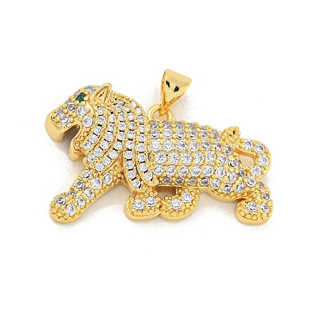 Rack Plating Brass Micro Pave Clear Cubic Zirconia Pendants KK-K341-63G-1