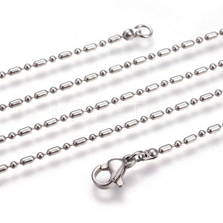 Non-Tarnish 304 Stainless Steel Ball Chain Necklaces NJEW-F249-01P-1
