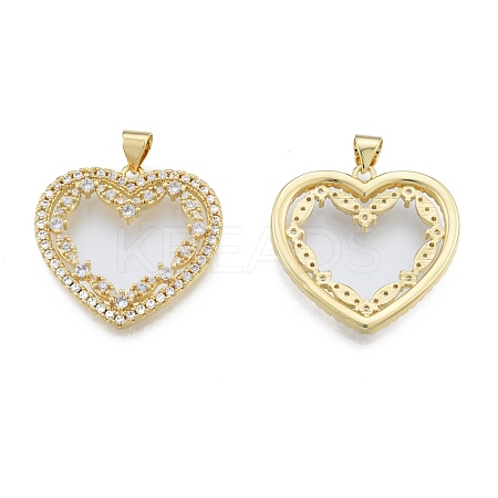 Brass Micro Pave Clear Cubic Zirconia Pendants KK-G431-17G-1