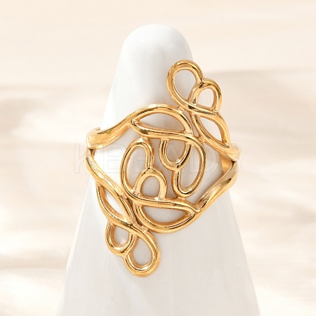 304 Stainless Steel Open Cuff Rings for Women RJEW-U061-02G-1