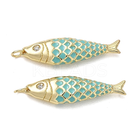 Brass Micro Pave Clear Cubic Zirconia Pendants KK-G522-43G-04B-1