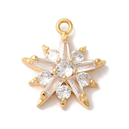Brass Micro Pave Clear Cubic Zirconia Pendants KK-M294-07G-02-1