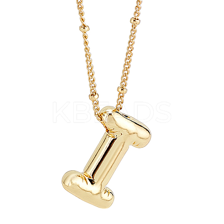 1pc Brass Chain with Alloy Letter Pendants Necklaces NJEW-LP0001-41I-G-1