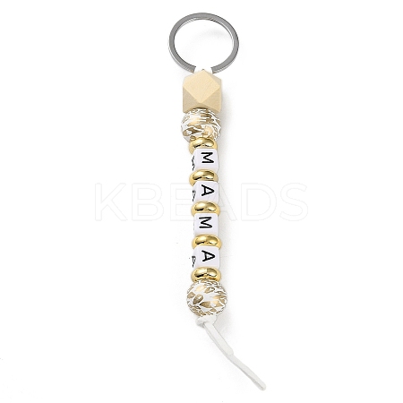 Mother's Day Wood and Plastic Beads Keychain Decorationes LS-KEYC-B016-01-1