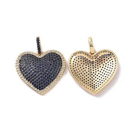 Heart Brass Micro Pave Cubic Zirconia Pendants KK-G435-04G-03-1