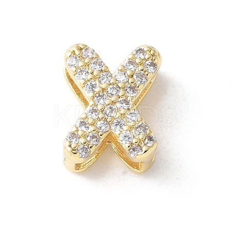 Brass Micro Pave Clear Cubic Zirconia Initial Multi-strand Links KK-S520-01G-22-1