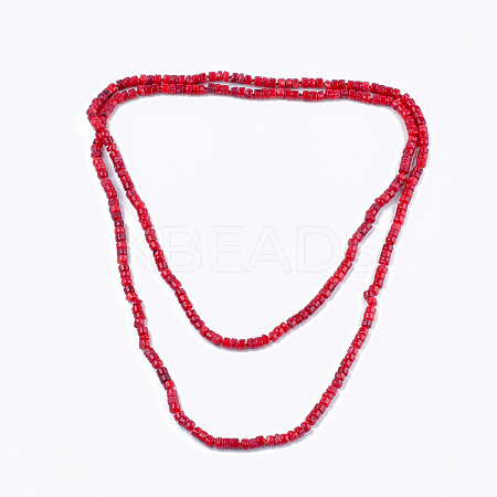 Synthetic Coral Beaded Two-Tiered  Necklaces NJEW-S414-28-1