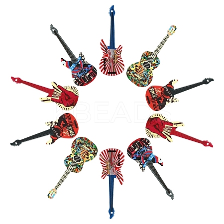 10Pcs 5 Colors Opaque Printed Acrylic Pendants OACR-YW0003-42-1