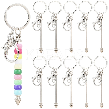 10Pcs Alloy Bar Beadable Keychain for Jewelry Making DIY Crafts KEYC-YW0001-29P-1