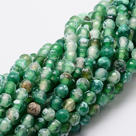 Faceted Natural Agate Round Beads Strands G-E319C-6mm-05-1