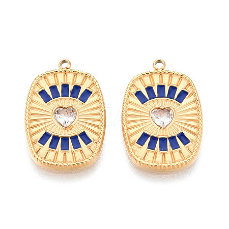 304 Stainless Steel Pave Crystal Rhinestone and Enamel Pendants STAS-T068-29A-1