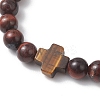 Natural Tiger Eye Round Beads Stretch Bracelets BJEW-JB13370-01-3
