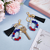 Polymer Clay Rhinestone Beads Keychain KEYC-PH01532-4