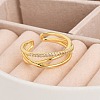 Rack Plating Brass Micro Pave Clear Cubic Zirconia Cuff Rings RJEW-M028-111G-4