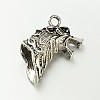 Tibetan Style Zinc Alloy 3D Wolf Head Pendants X-PALLOY-O046-02AS-3