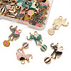 32Pcs 4 Colors Zinc Alloy Enamel Pendants ENAM-TA0001-25-3