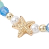 3Pcs Starfish Natural Agate & Amazonite & Shell Pearl Beads Braided Bead Bracelets for Women BJEW-JB12765-4
