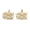 Brass Micro Pave Clear Cubic Zirconia Pendants ZIRC-M115-27G-1