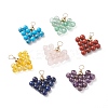 7Pcs Gemstone Copper Wire Wrapped Pendants PALLOY-JF01920-1