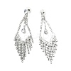 Clear Cubic Zirconia & Crystal Rhinestone Long Tassel Dangle Stud Earrings LS-EJEW-C037-07D-P-2