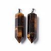 Natural Tiger Eye Double Terminated Pointed Pendants G-G926-01P-03-2