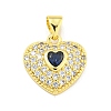 Heart Rack Plating Brass Micro Pave Cubic Zirconia Charms KK-Z053-17G-05-1