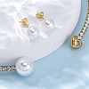 Round Plastic Imitation Pearl Stud Earrings & Heart Cubic Zirconia Rhinestone Cuff Choker Necklaces Sets SJEW-U003-08G-3