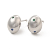 Cubic Zirconia Oval Stud Earrings EJEW-P213-12P-02-1