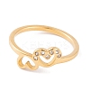 304 Stainless Steel with Rhinestone Heart Finger Ring for Women RJEW-C086-11-G-2