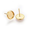 Flat Round 304 Stainless Steel Stud Earring Settings Ion Plating(IP) STAS-I323-12mm-G03-1