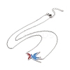 Colorful Enamel Swallow and Fish Pendant Necklace NJEW-G019-01P-3