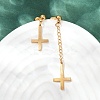 Christian Upside Down Cross 201 Stainless Steel Dangle Stud Earrings EJEW-P314-01C-G-1
