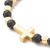 Cross Cubic Zirconia Beads Stretch Bracelet BJEW-JB07198-8