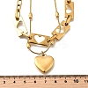 304 Stainless Steel Hollow Heart Pendant Double Layer Necklaces for Women NJEW-F341-01G-3