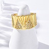 Brass Micro Pave Clear Cubic Zirconia Cuff Rings for Women RJEW-Q009-08G-1