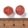 Cherry Quartz Glass Saucer Charms with Rack Plating Golden Tone Brass Bails KK-B103-17B-10-1-3