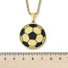 201 Stainless Steel Black Enamel Football Pendant Box Chain Necklaces NJEW-H055-05G-5
