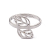 Non-Tarnish 201 Stainless Steel Hollow Out Leaf Adjustable Ring for Women RJEW-C045-05P-2