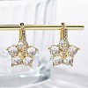 Flower Shape Clear Cubic Zirconia Hoop Earrings EJEW-F310-03G-1